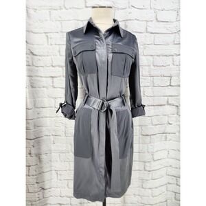 WHBM Satin Shirt Dress Glam Whimsigoth Office Goth Vixen Professional Midi 6